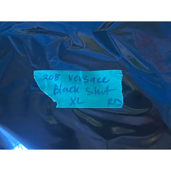 Vintage V2 By VERSACE Black 100% Cotton Button Up Shirt Top   Mens Size XL - Picture 12 of 12